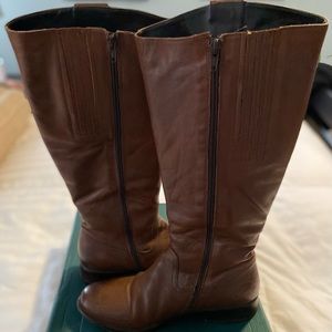 Clarks Brown Leather Tall Boots Womens Sz9